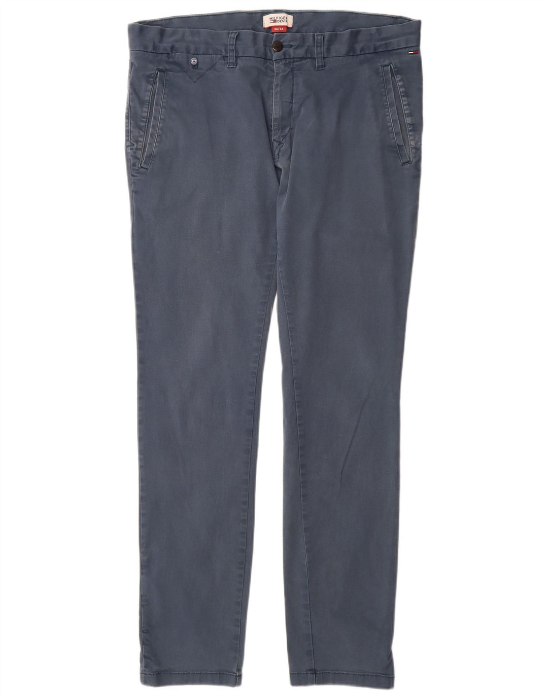 TOMMY HILFIGER Pantaloni chino slim fit da uomo W36 L34 cotone blu