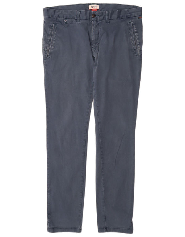 TOMMY HILFIGER Pantaloni chino slim fit da uomo W36 L34 cotone blu