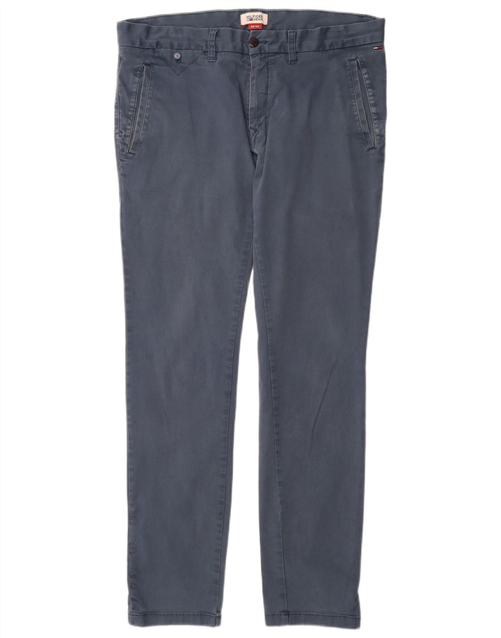 TOMMY HILFIGER Pantaloni chino slim fit da uomo W36 L34 cotone blu