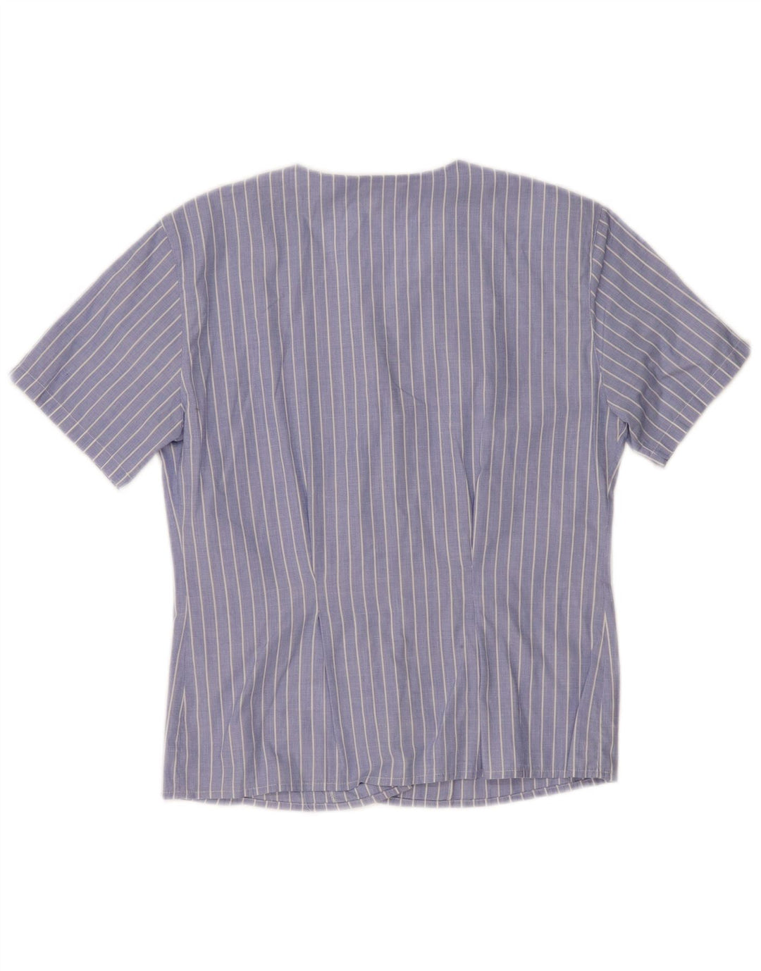PAOLO PECORA Camicia a maniche corte da donna UK 10 Piccolo cotone gessato blu