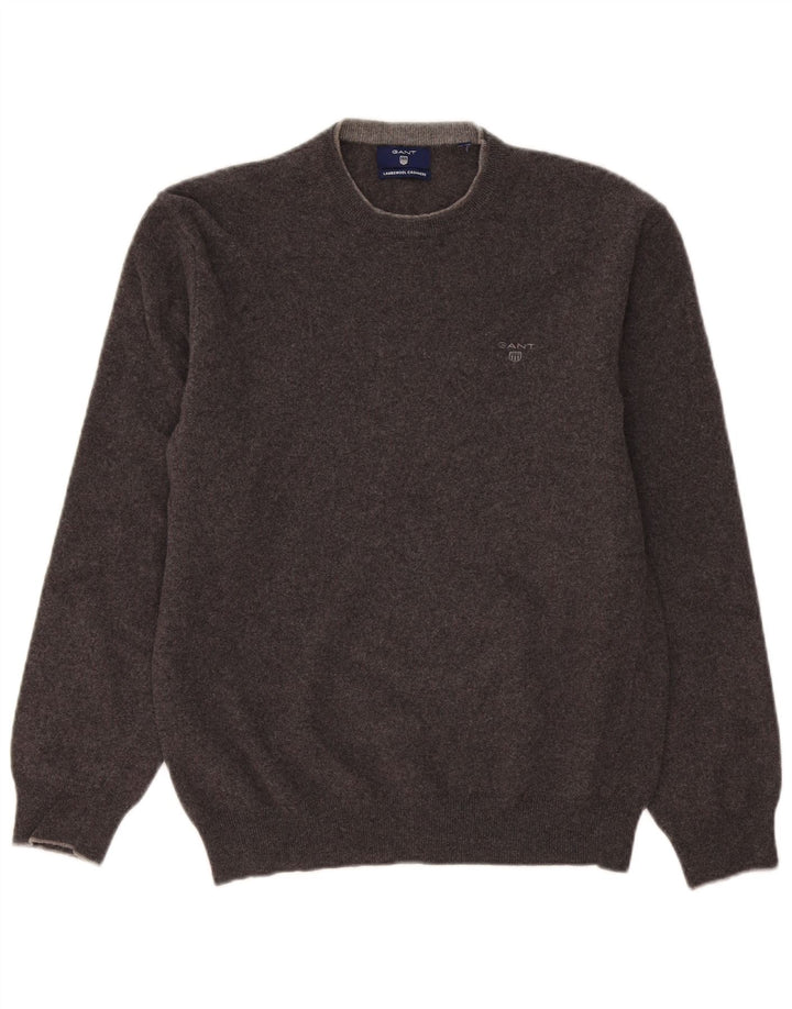 Gant Maglione girocollo da uomo in lana d'agnello grigio medio