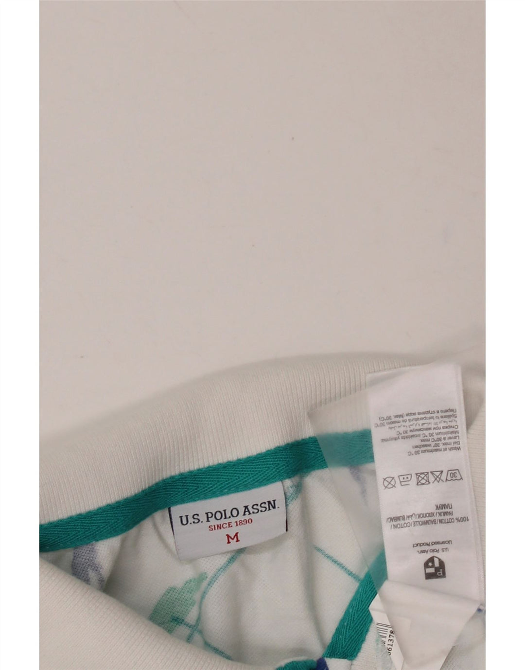 US Polo Assn Polo da uomo con motivo astratto in cotone floreale bianco medio