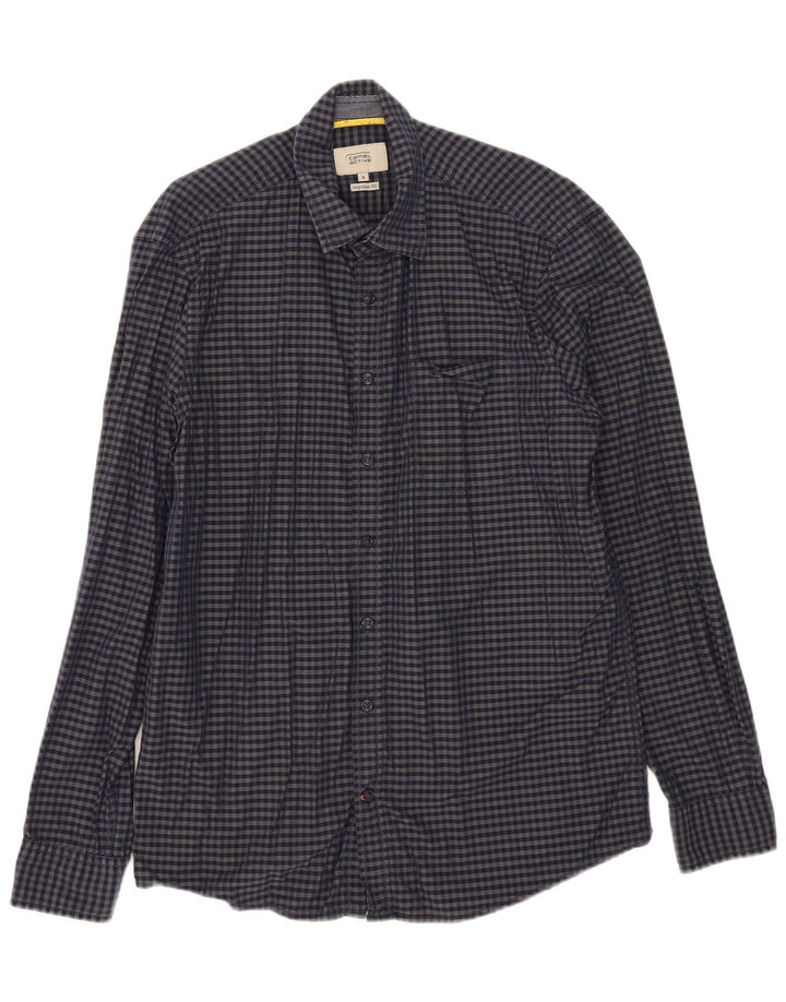 Camicia da uomo dalla vestibilità regolare Camel Active in cotone a quadretti blu navy medio