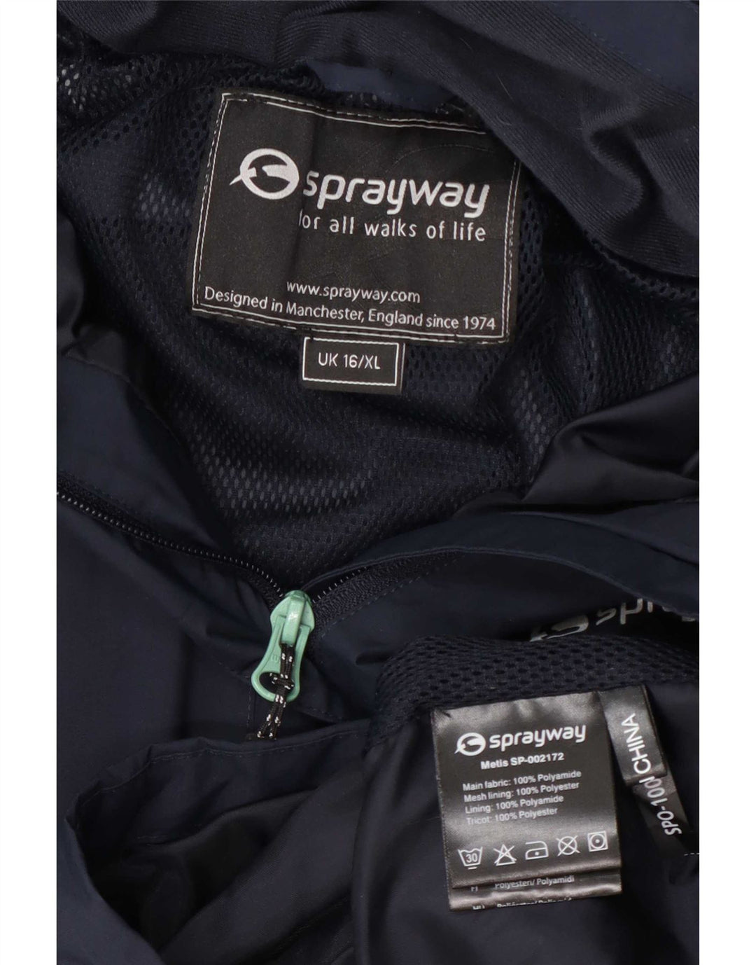 Giacca antipioggia con cappuccio da donna Sprayway UK 16 Large Blu Navy in poliammide