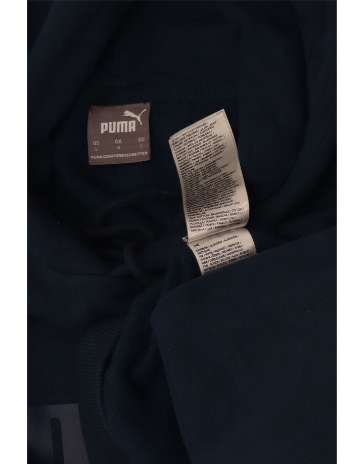 Felpa con cappuccio grafica da uomo Puma Large in cotone blu