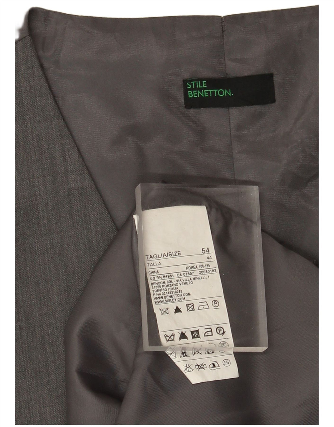 Gilet Uomo Benetton IT 54 XL Grigio Lana