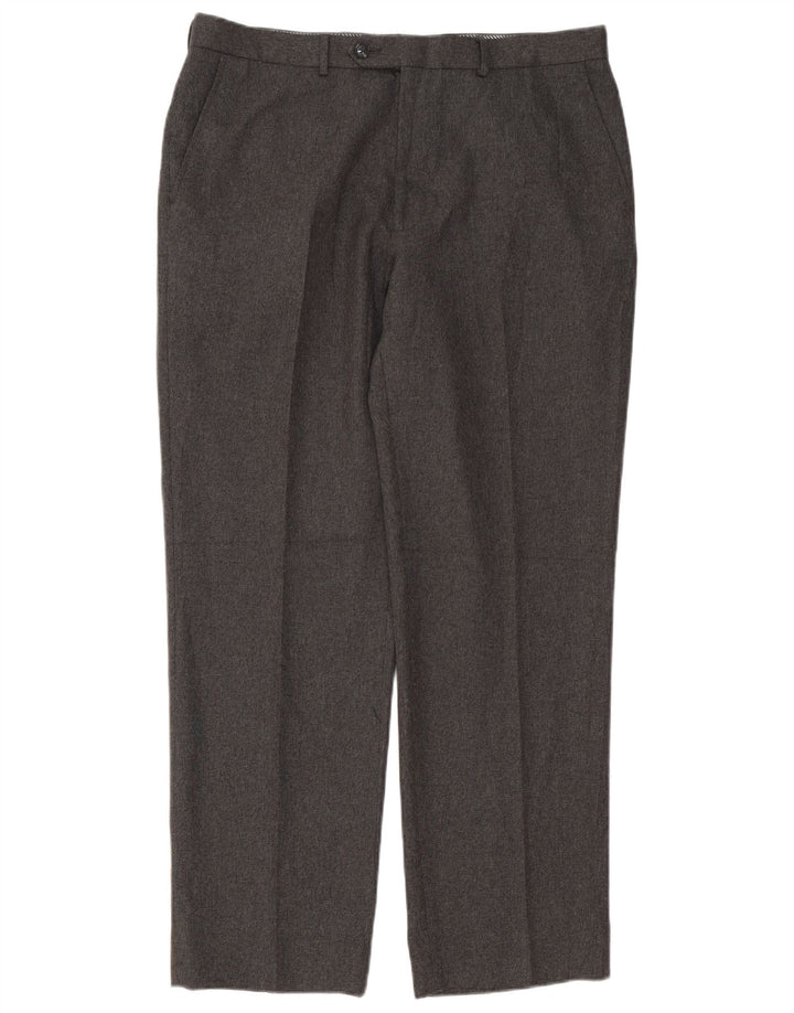 Pantaloni da abito dritti da uomo Marks & Spencer W36 L31 poliestere grigio