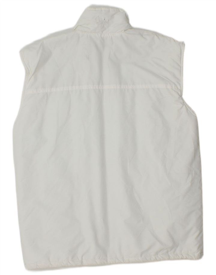 Gilet imbottito da uomo vintage UK 36 piccolo poliestere bianco