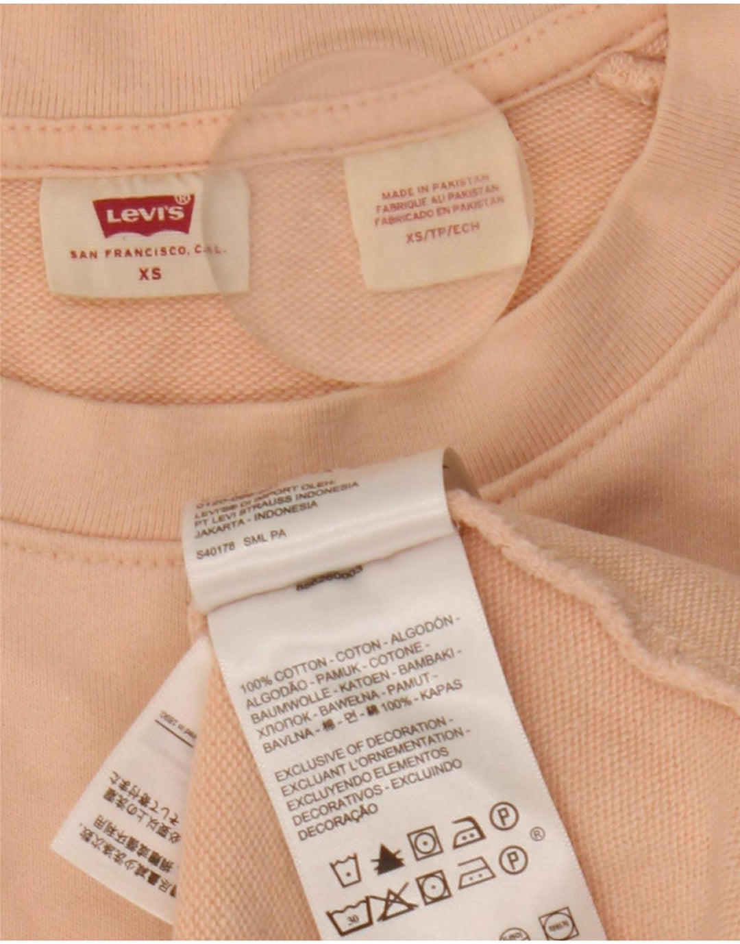 Felpa oversize da donna Levi's UK 6 XS cotone rosa