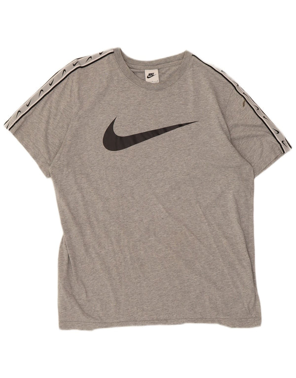 T-shirt grafica da donna Nike Top UK 16 grande cotone chiazzato grigio