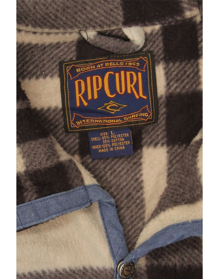 Giacca in pile da uomo Rip Curl UK 40 Poliestere a quadri beige grande