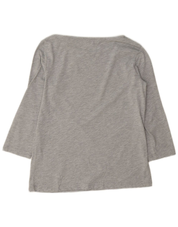 Crew Clothing Top da donna manica 3/4 UK 10 piccolo poliestere grigio