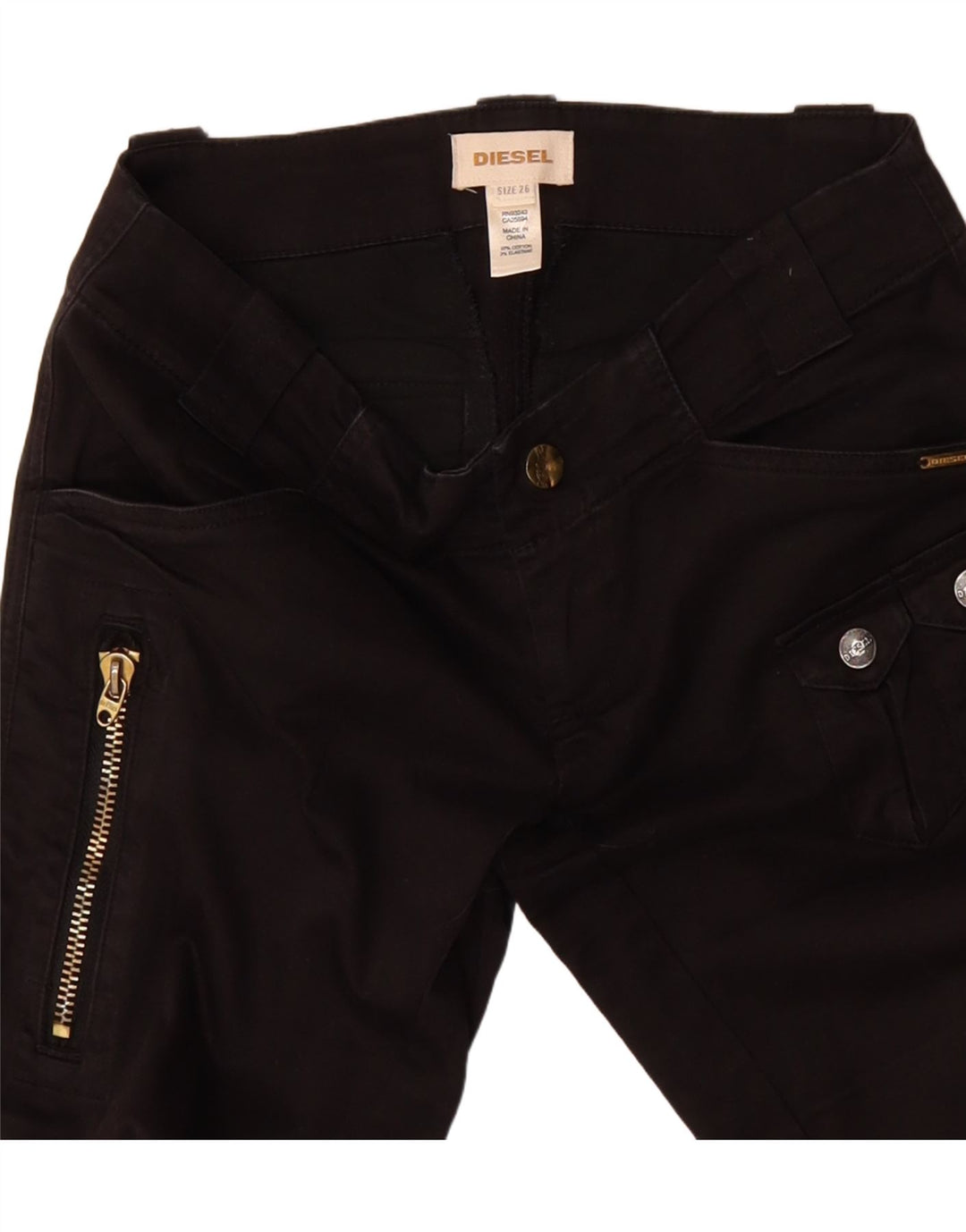 DIESEL Womens Slim Cargo Trousers W26 L33 Black Cotton Vintage Diesel and Second-Hand Diesel from Messina Hembry 