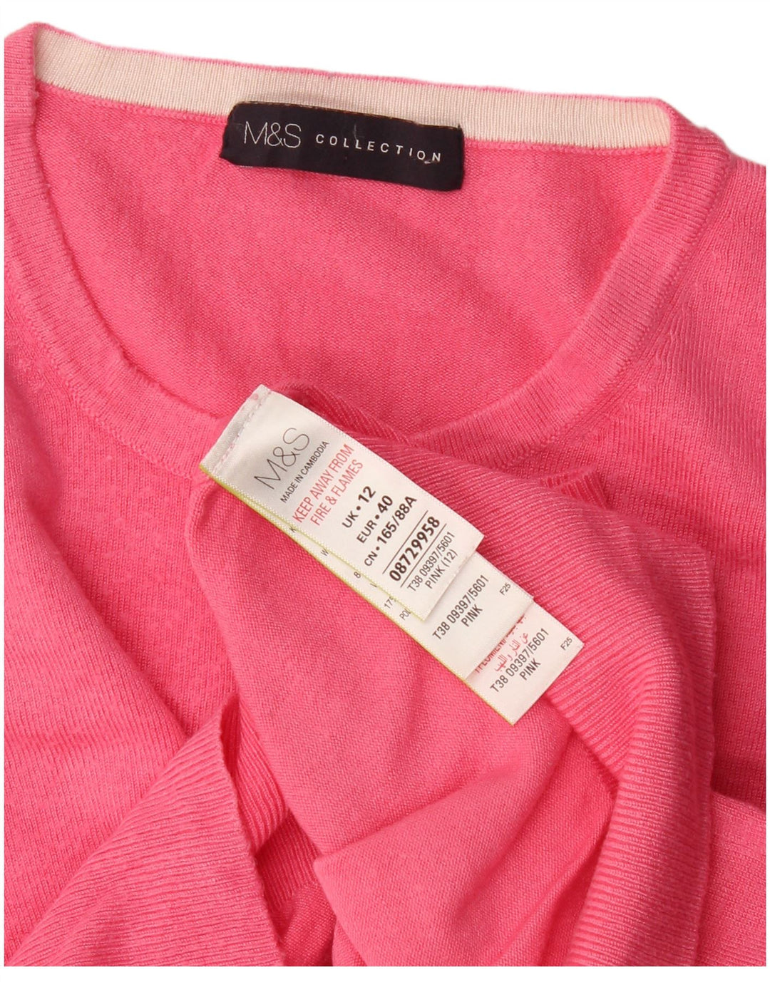 Maglione cardigan da donna Marks & Spencer UK 12 Viscosa rosa medio