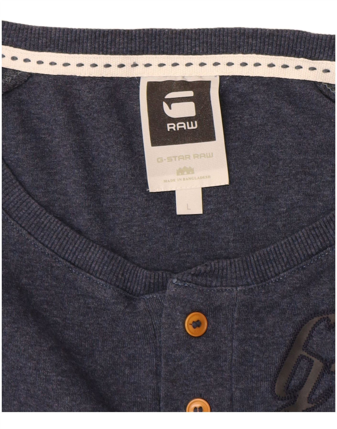 G-STAR Top grafico da uomo a maniche lunghe grande in cotone blu navy