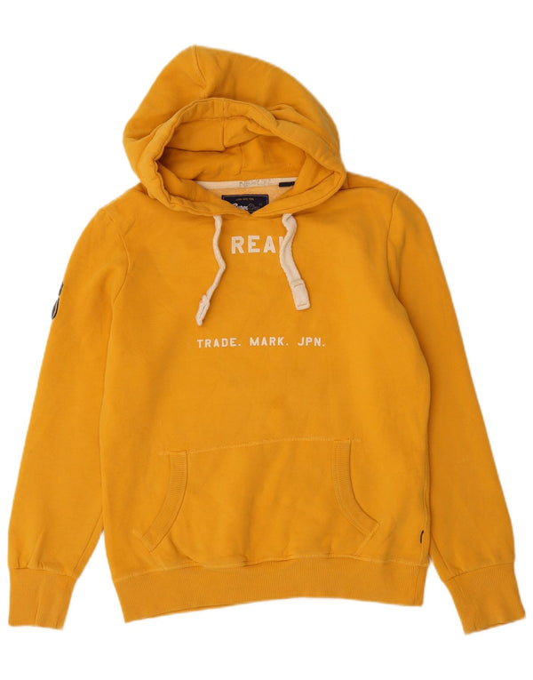 Felpa con cappuccio grafica da donna Superdry UK 12 cotone giallo medio