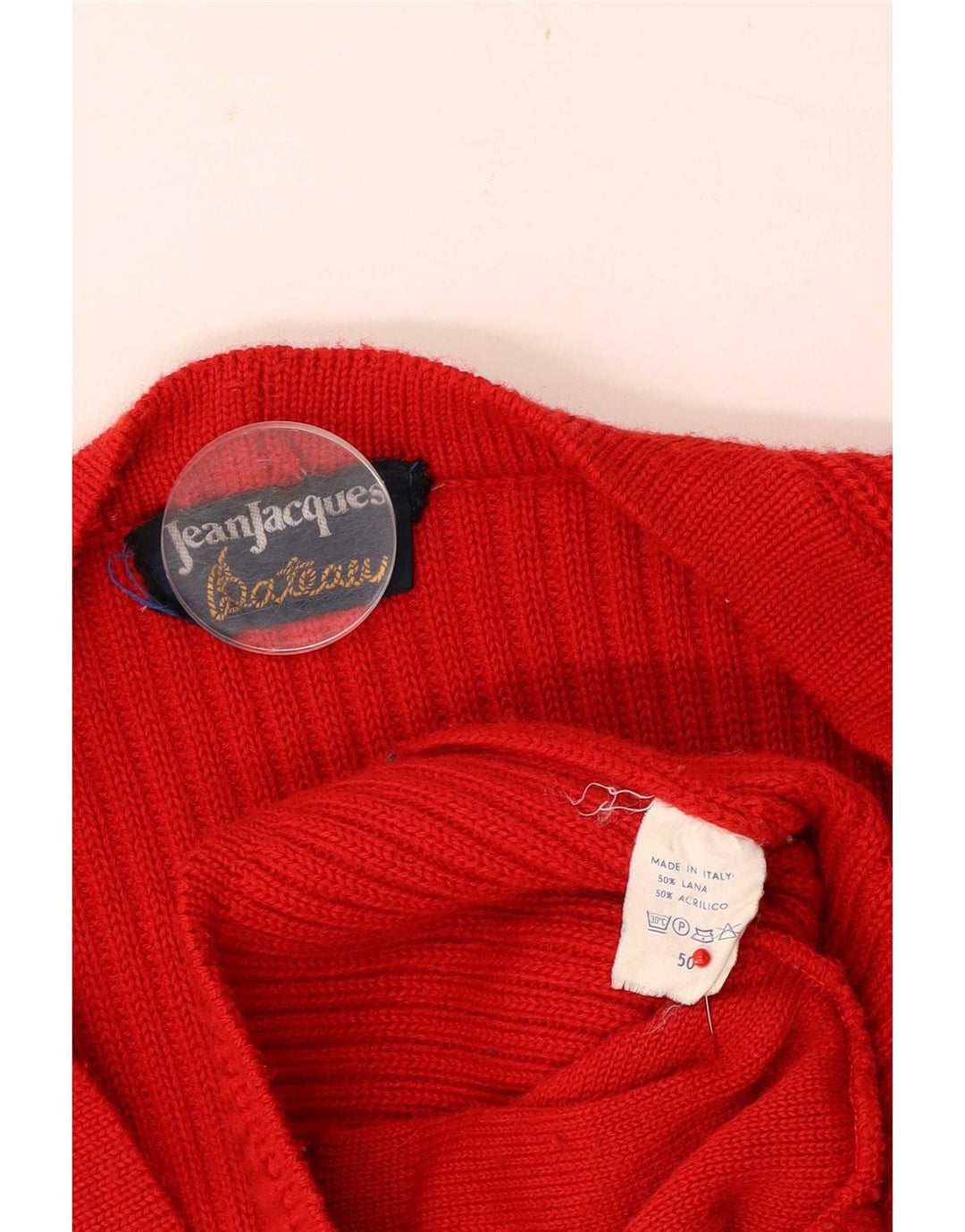 Maglione cardigan da uomo Jean Jacques IT 50 rosso medio in lana