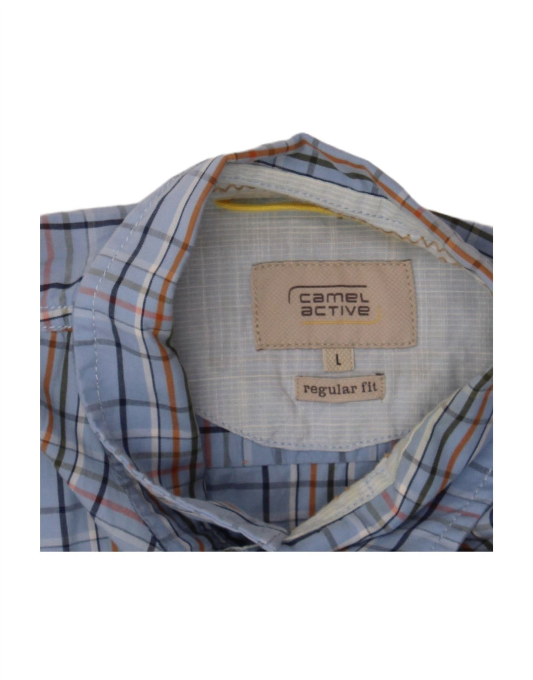 CAMEL ACTIVE Mens Regular Fit Short Sleeve Shirt Large Blue Check Cotton
