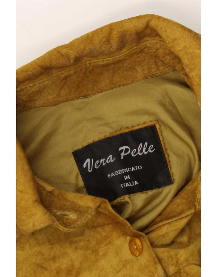 Giacca vintage in pelle scamosciata da donna IT 48 XL Cachi