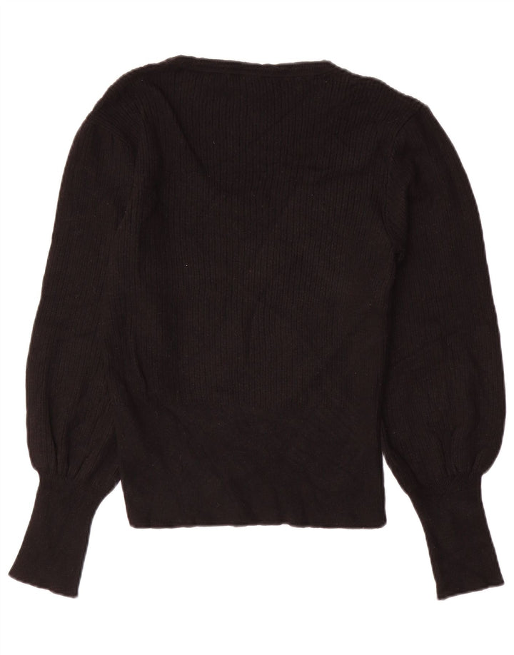 Maglione da donna Marks & Spencer con scollo a barca UK 12 Viscosa nera media