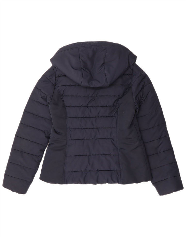 Giacca imbottita in sherpa con cappuccio Hollister da donna UK 14 medio blu navy