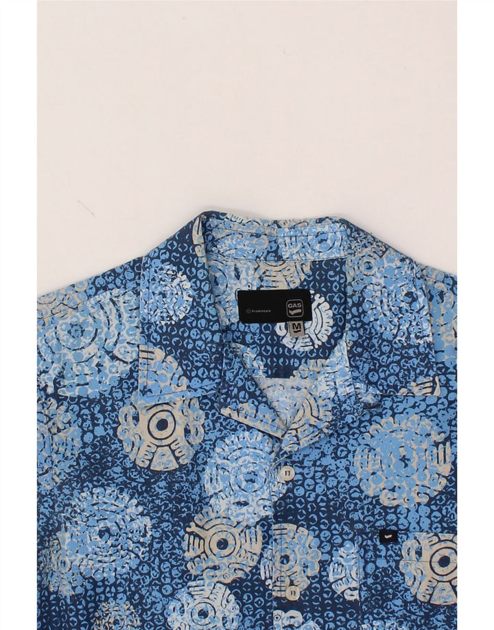 GAS Mens Abstract Pattern Short Sleeve Shirt Medium Blue Vintage Gas and Second-Hand Gas from Messina Hembry 