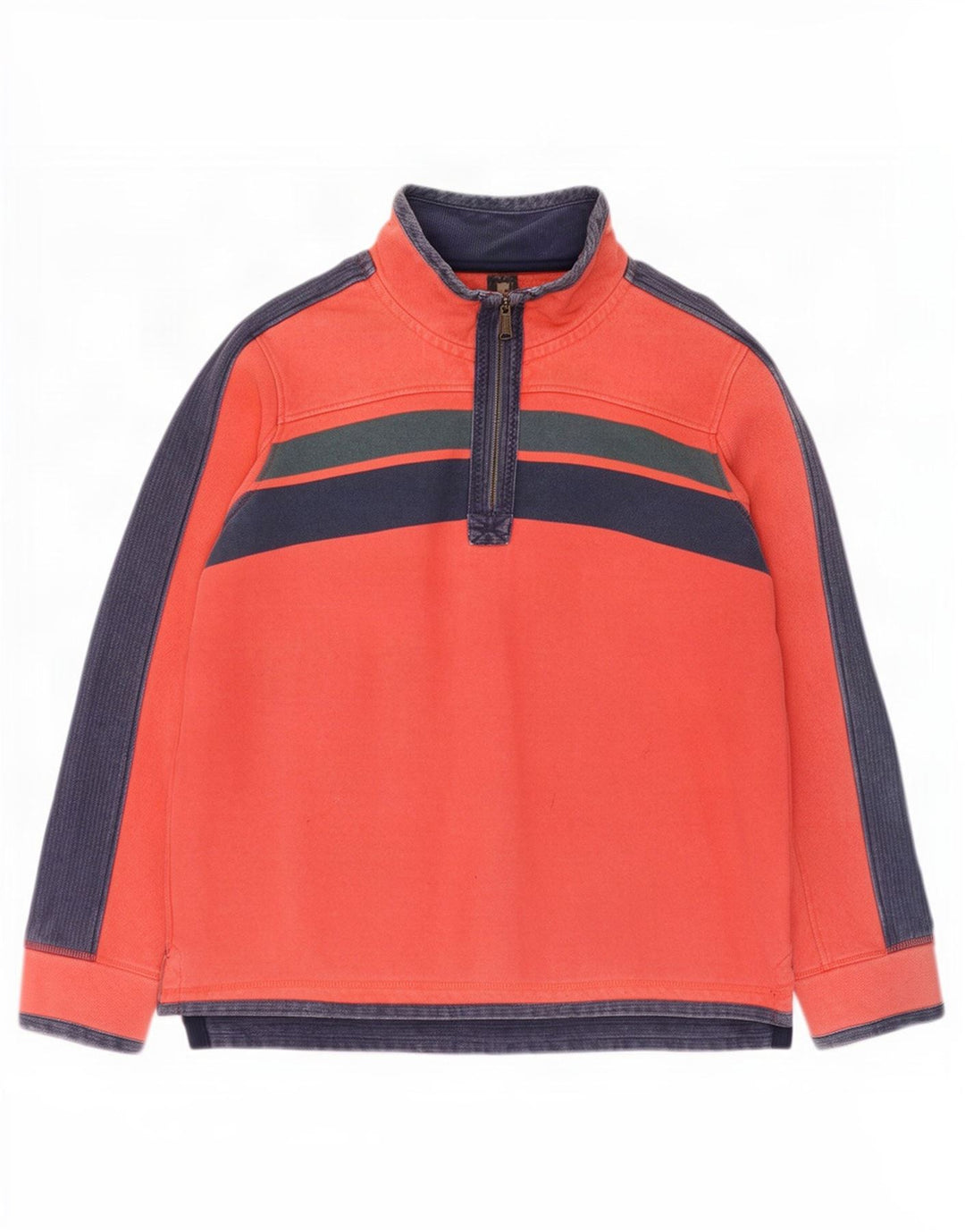 Felpa da uomo con collo con zip Fat Face, maglione grande, cotone color block arancione