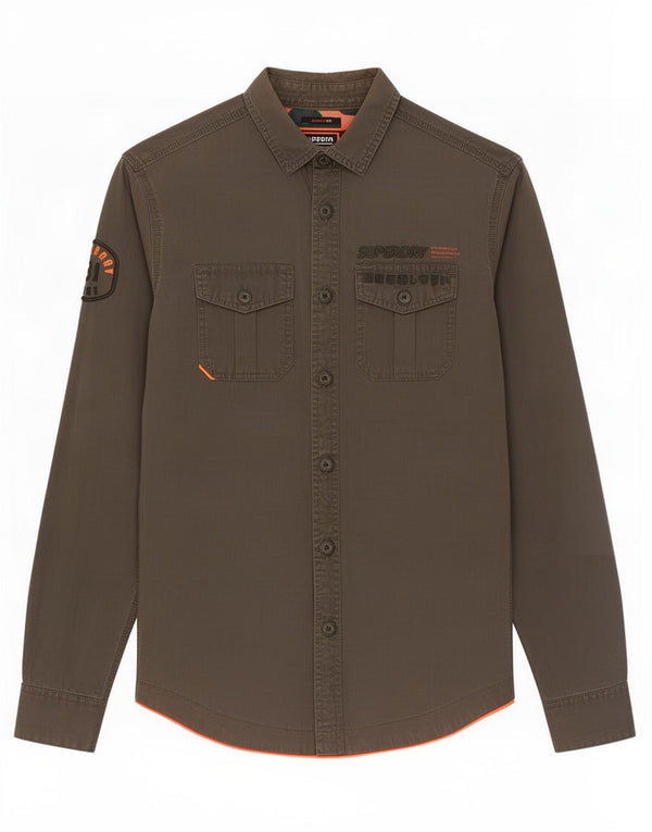 Superdry Mens Graphic Regular Fit Shirt Small Khaki Cotton