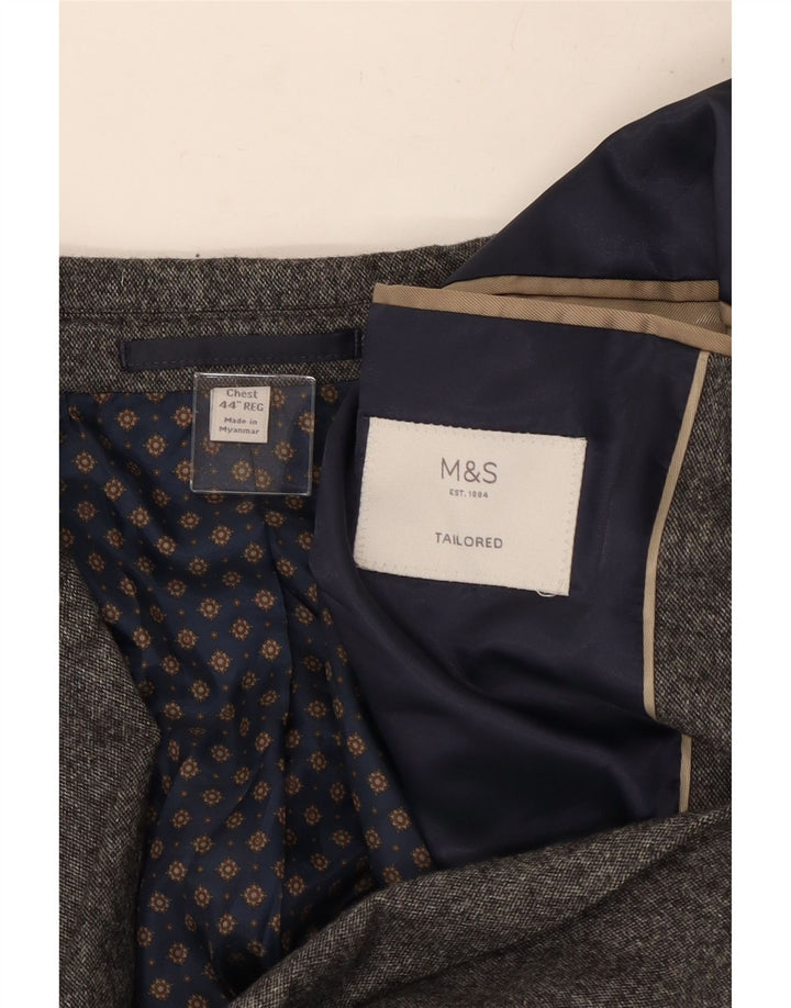 Giacca blazer a 2 bottoni Marks & Spencer da uomo UK 44 2XL lana grigia