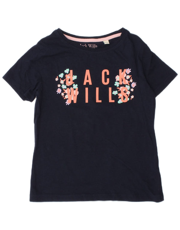 JACK WILLS T-shirt grafica per ragazze 8-9 anni in cotone blu navy