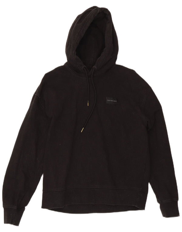 Maglione con cappuccio da donna Calvin Klein Jeans UK 16 grande cotone nero