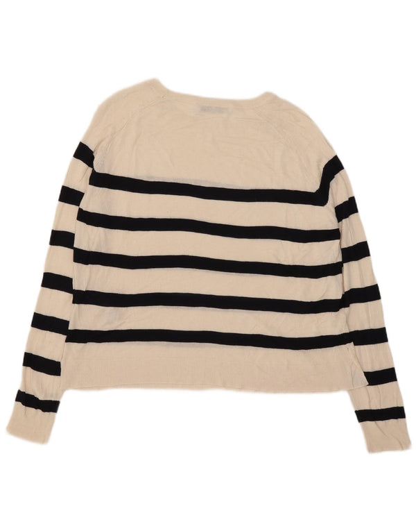 Maglione Zara da donna con scollo a barca UK 10 piccolo a righe bianco sporco