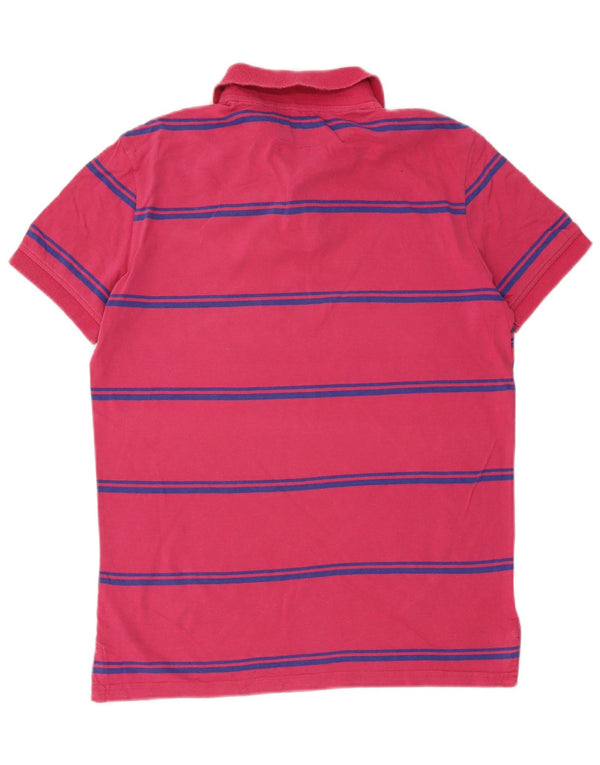 Polo grafica da uomo Desigual in cotone a righe rosa medio