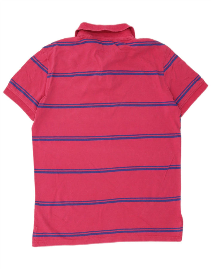 Polo grafica da uomo Desigual in cotone a righe rosa medio