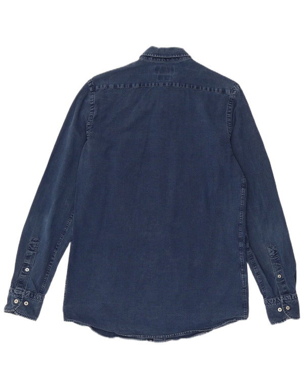 Massimo Dutti Mens Regular Fit Denim Shirt Small Blue Cotton