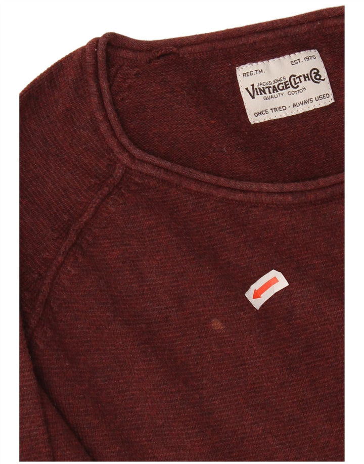 Maglione maglione girocollo da uomo Jack & Jones in cotone bordeaux medio