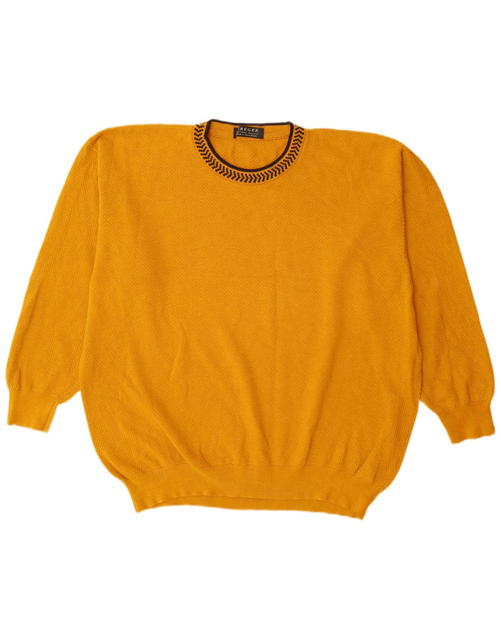 Maglione maglione girocollo da uomo Jaeger UK 44 XL cotone giallo