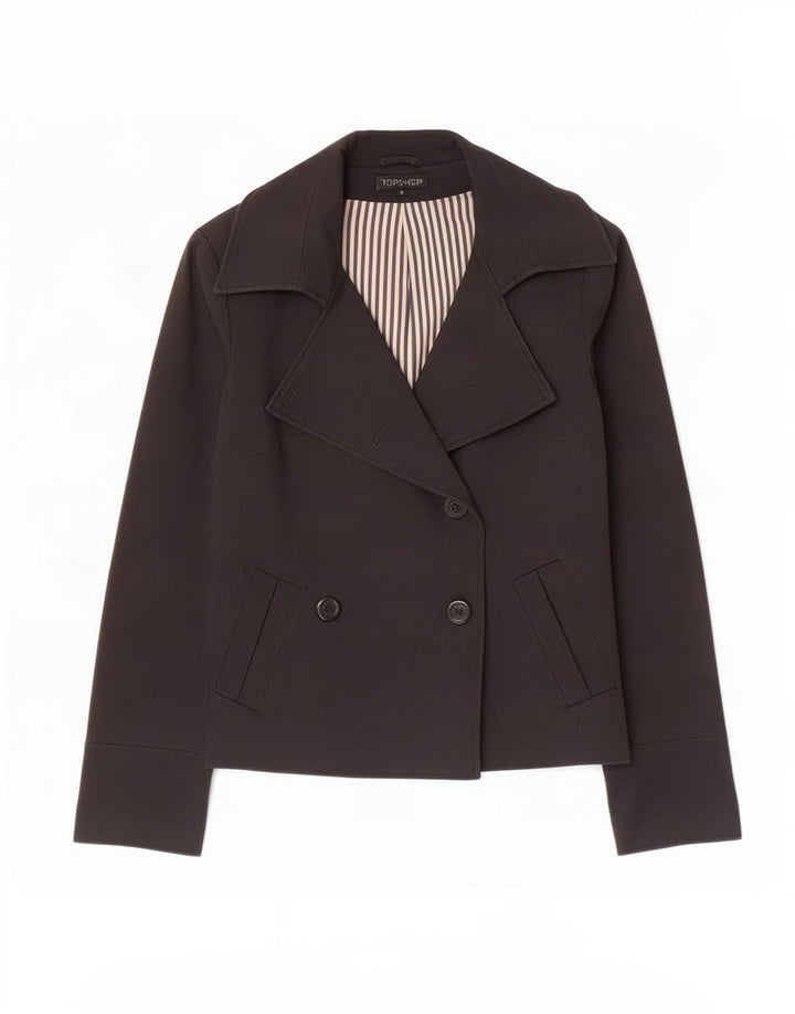 Giacca blazer doppiopetto da donna Topshop UK 12 cotone nero medio