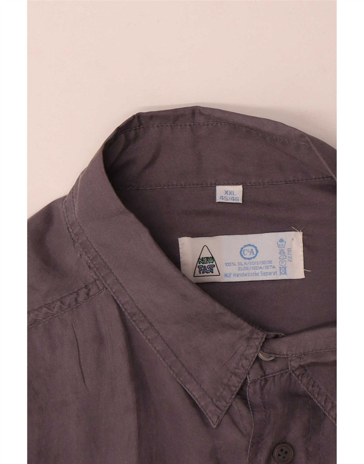 Nuova camicia a maniche corte da uomo Fast taglia 45/46 2XL seta grigia