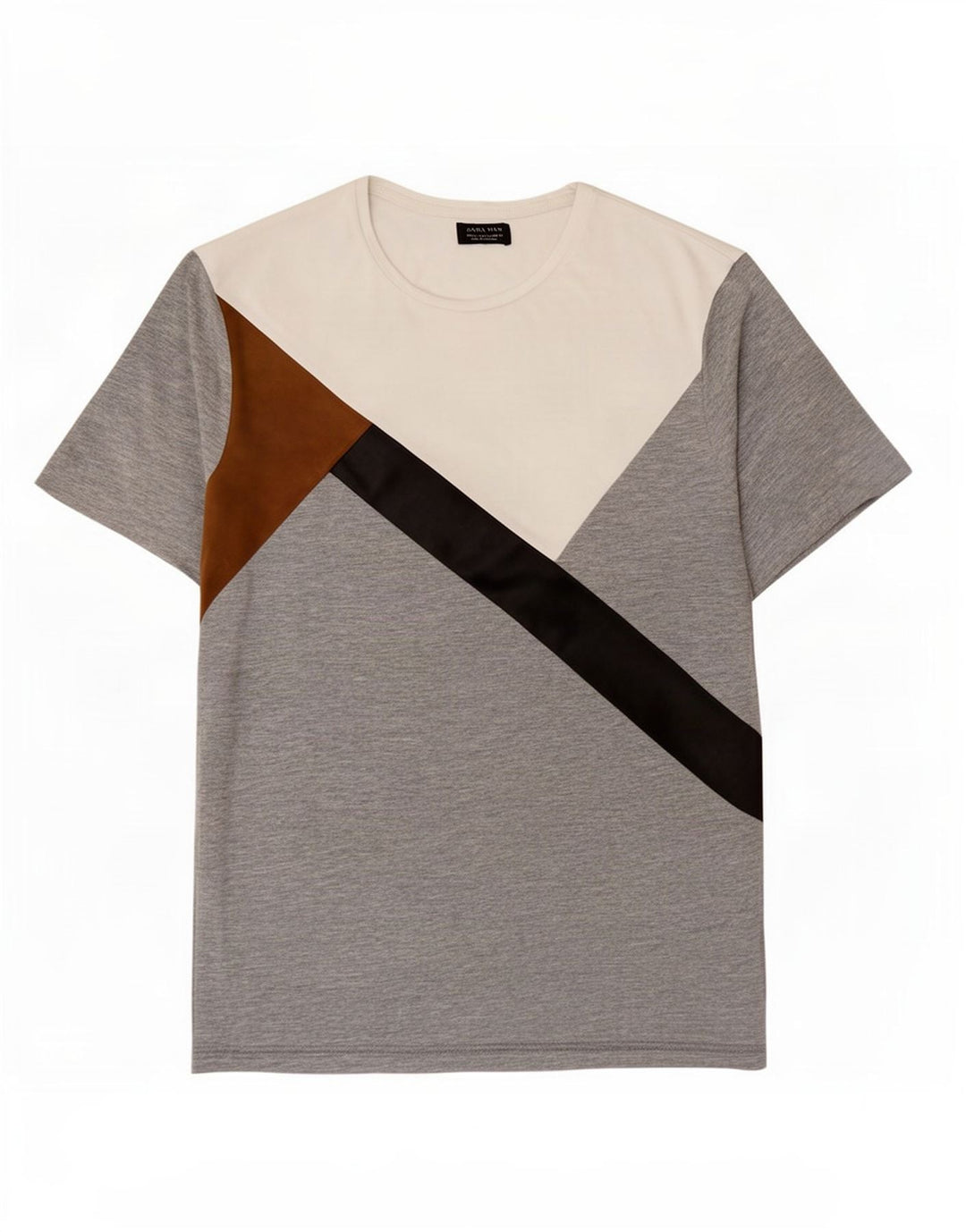 T-shirt Zara da uomo Top XL grigia a blocchi di colore