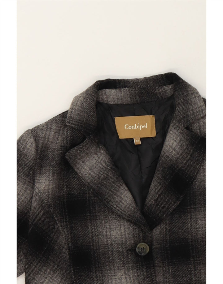 CONBIPEL Womens Overcoat IT 44 Medium Black Check Wool Vintage Conbipel and Second-Hand Conbipel from Messina Hembry 