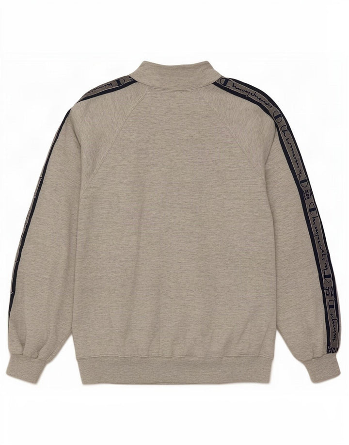 Felpa Champion da uomo con grafica con zip e collo, maglione, colore grigio medio