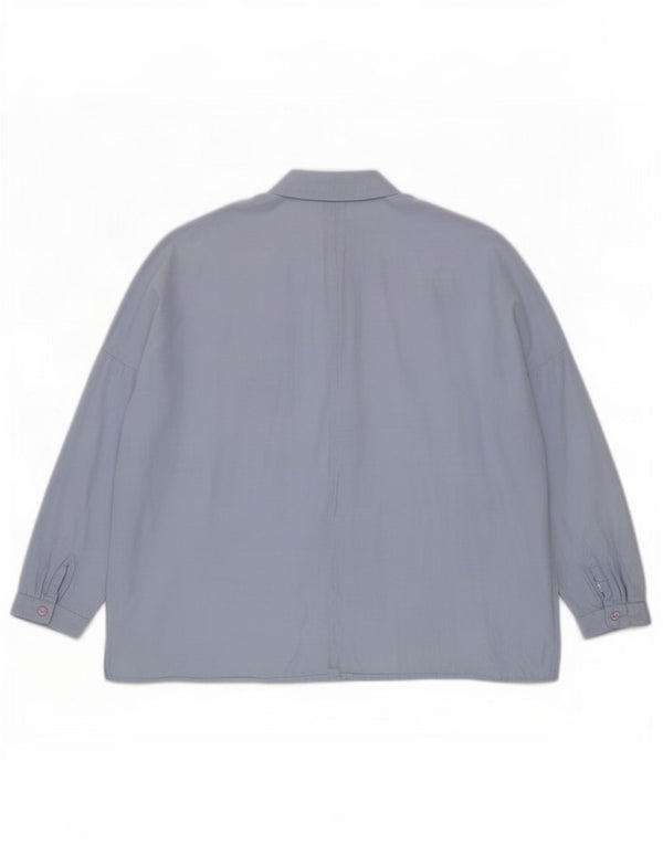 Topshop Womens Oversized Shirt UK 10 Small Blue Cotton
