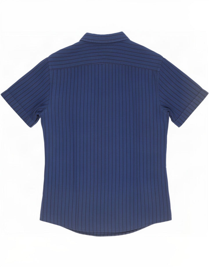 Tommy Hilfiger Uomo Camicia a maniche corte Grande lino a righe blu
