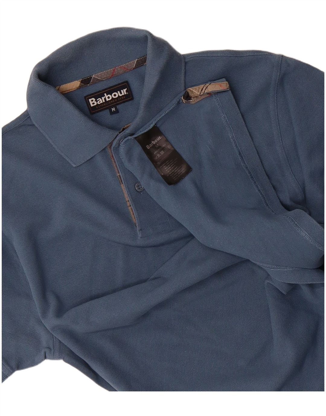 BARBOUR Mens Polo Shirt Medium Blue Cotton