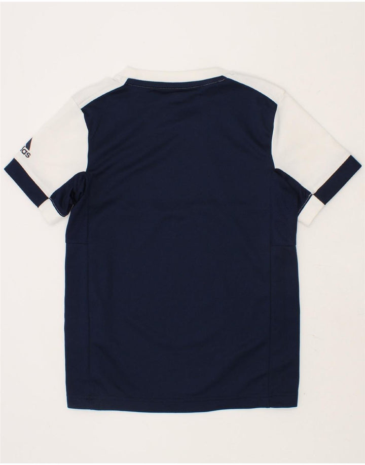ADIDAS Boys T-Shirt Top 7-8 Years Navy Blue Colourblock Vintage Adidas and Second-Hand Adidas from Messina Hembry 