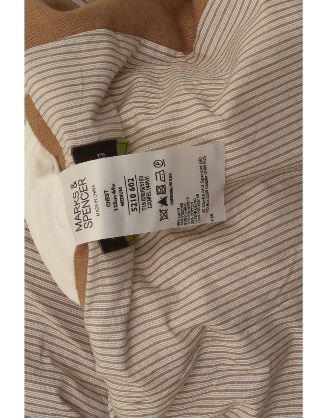 Giacca blazer a 2 bottoni da uomo Marks & Spencer UK 38 Lino beige medio