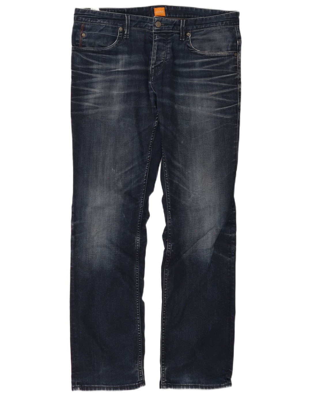 Jeans dritti da uomo HUGO BOSS W34 L32 cotone blu navy