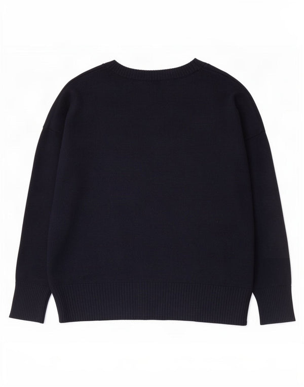 Gap Maglione da donna con scollo a barca con grafica UK 18 XL Cotone blu navy