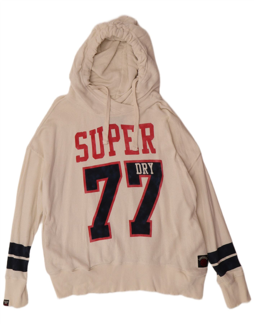 Felpa con cappuccio grafica da donna Superdry UK 18 XL Off White Cotton College